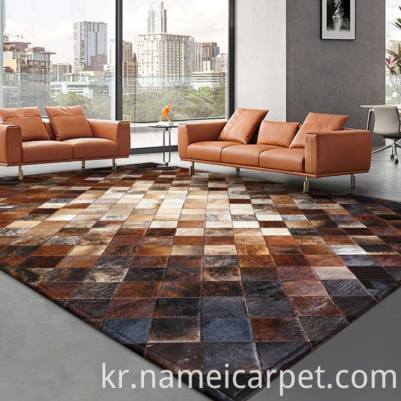 Cowhide Patchwork Leather Carpet Rugs